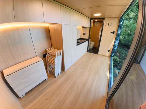 Aerial drone view of mirror cabin near Drumbo Ontario